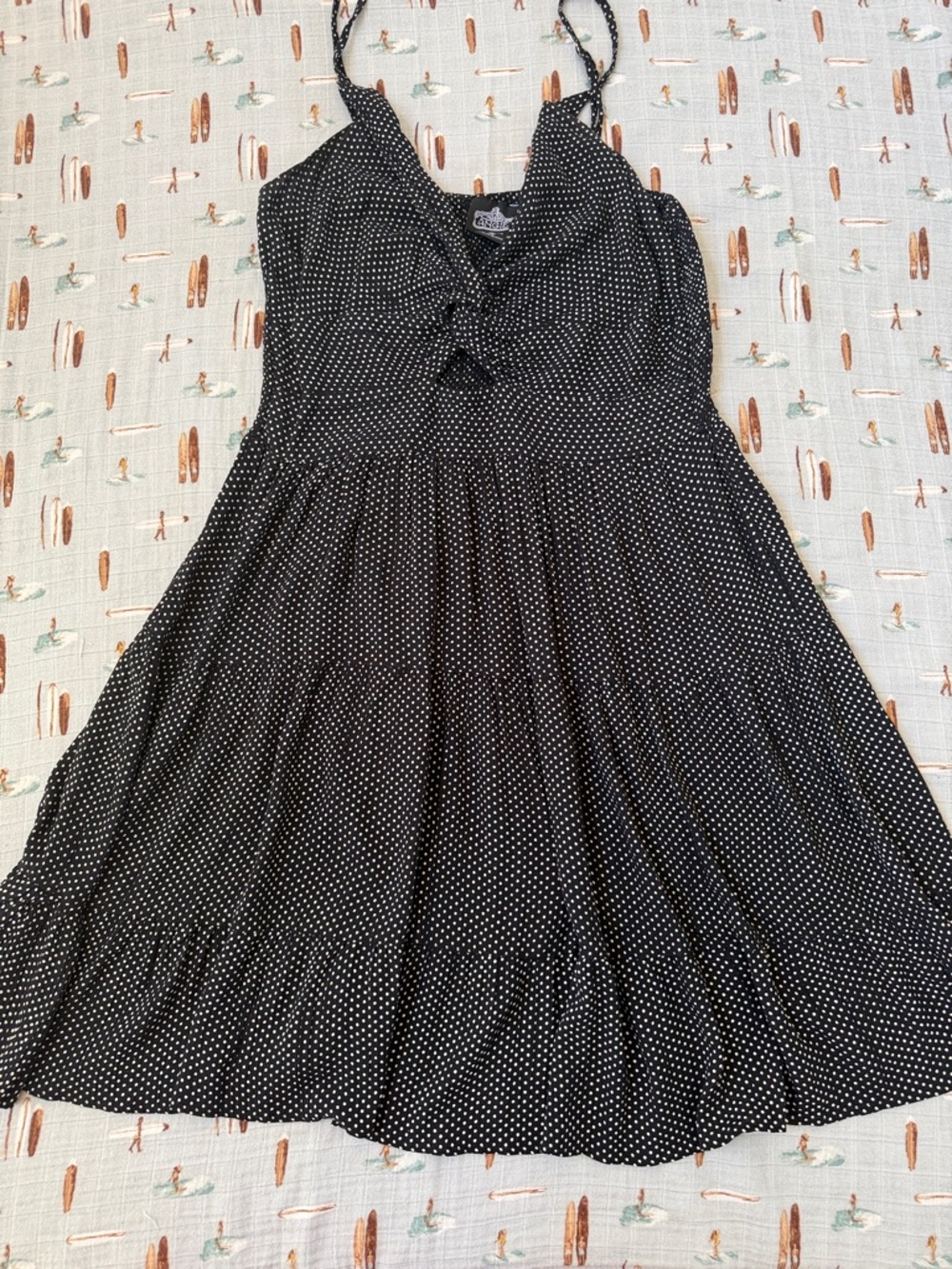 Angie Black Polka Dot Midi Dress with Twist Front EUC - Picture 4 of 10